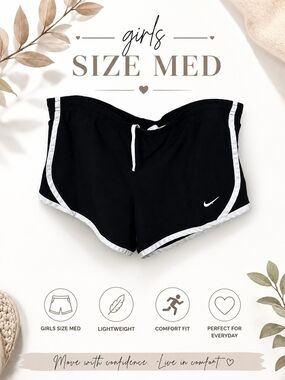 Nike Black Girls Running Shorts with White Trim